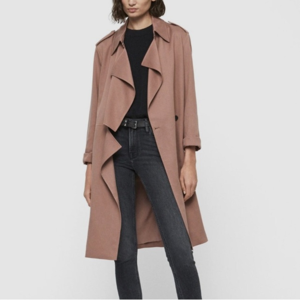 All Saints Dusty Rose Belted Trench